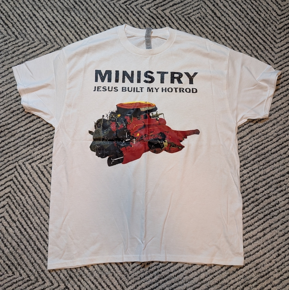 Ministry "Jesus Built My Hotrod" White Graphic T-Shirt